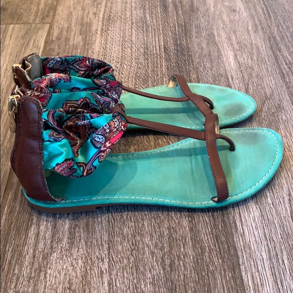 LOFT sandals with silky ankle wrap, sz 7.